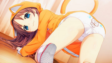 обоя аниме, bakemonogatari, девушка, взгляд, фон