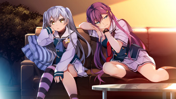 Картинка аниме grisaia+no+kajitsu девушки взгляд фон