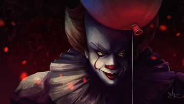 Картинка рисованное кино pennywise демон оно клоун воздушный шарик фильм