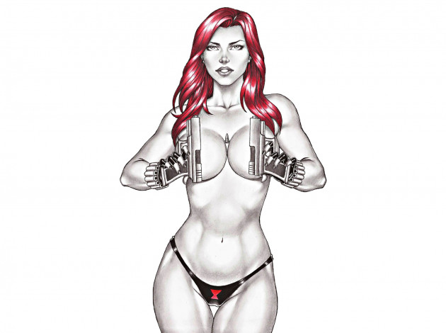 Обои картинки фото рисованное, комиксы, пистолет, взгляд, фон, девушка