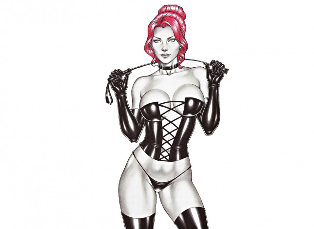 Обои картинки фото рисованное, комиксы, взгляд, фон, девушка, корсет