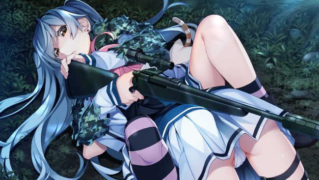 Обои картинки фото аниме, grisaia no kajitsu, девушка, взгляд, фон