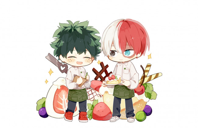 Обои картинки фото аниме, boku no hero academia, amarouhi, boku, no, hero, academia, midoriya, izuku, todoroki, shouto