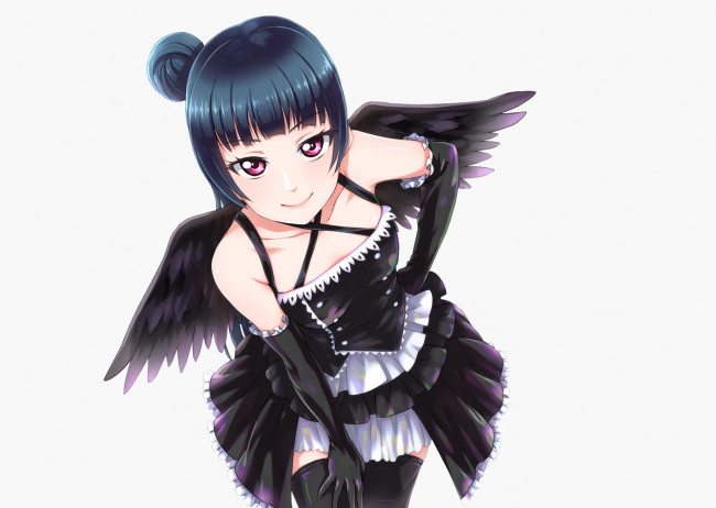 Обои картинки фото аниме, love live,  school idol project, фон, взгляд, девушка