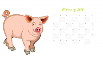 Картинка календари рисованные +векторная+графика свинья поросенок