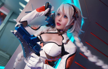 обоя девушки, liu you qi, косы, оружие, костюм