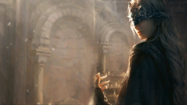 Обои картинки фото видео игры, dark souls 3, девушка, маска, свечи
