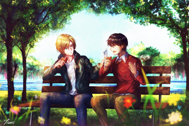 Обои картинки фото аниме, banana fish, banana, fish