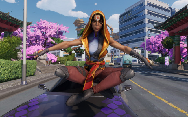 Обои картинки фото видео игры, agents of mayhem, девушка, город, машина