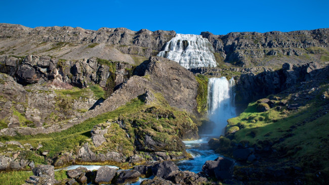 Обои картинки фото dynjandi waterfalls, iceland, природа, водопады, dynjandi, waterfalls