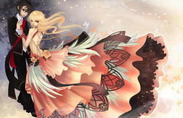 Картинка аниме *unknown другое платье танец вальс перень объятия девушка пара