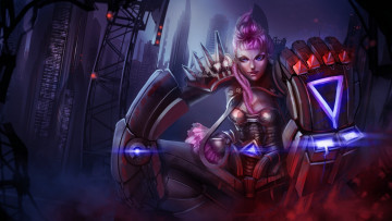 Картинка league+of+legends видео+игры девушка воин киборг робот