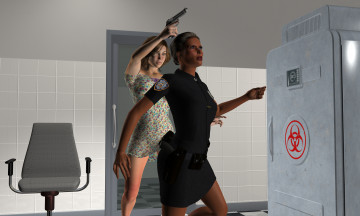 обоя of terror red, 3д графика, fantasy , фантазия, девушка, полицейская