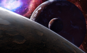 Картинка космос арт звезды спутник луна планеты поверхность