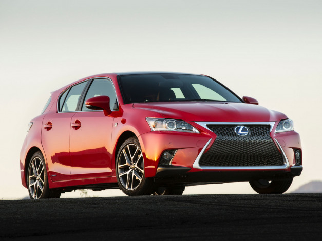 Обои картинки фото автомобили, lexus, ct, 2014г, красный, f-sport, 200h