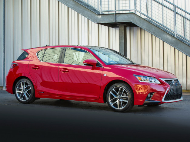 Обои картинки фото автомобили, lexus, красный, 2014г, f-sport, 200h, ct