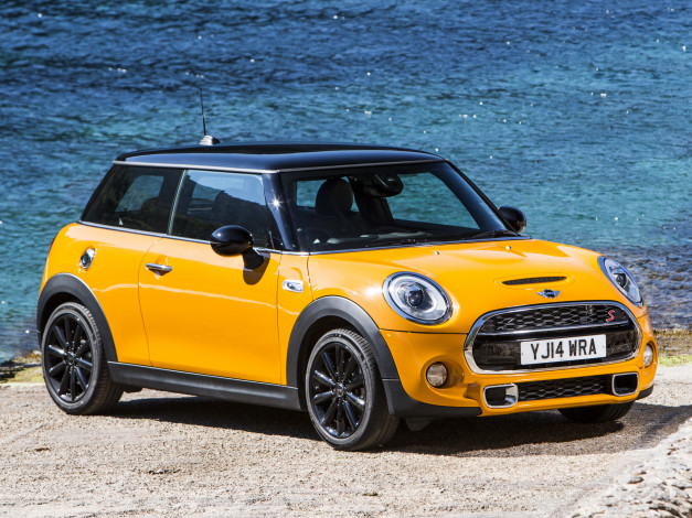 Обои картинки фото автомобили, mini, uk-spec, cooper, s, желтый, f56, 2014г