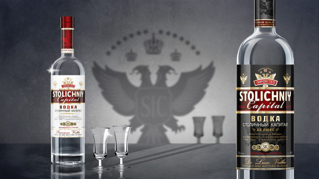 Обои картинки фото бренды, столичный капитал, рюмки, водка