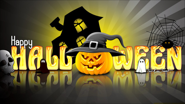 Обои картинки фото праздничные, хэллоуин, паук, паутина, тыква, привидение