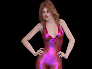 Картинка 3д+графика люди+ people девушка взгляд фон рыжая