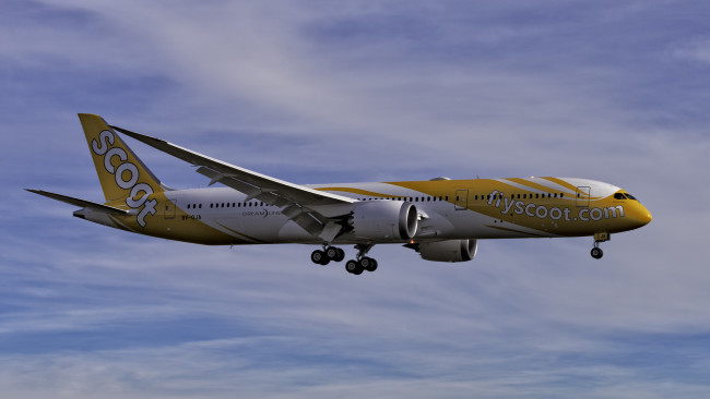 Обои картинки фото boeing 787 dreamliner, авиация, пассажирские самолёты, небо, авиалайнер, полет