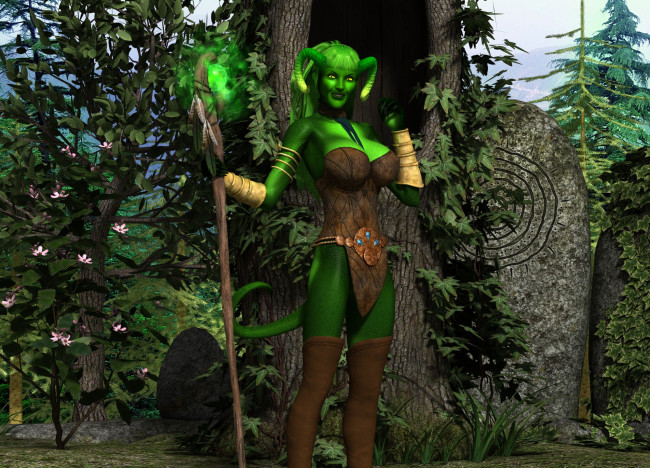 Обои картинки фото 3д графика, существа , creatures, кастаника, оружие, фон, магия