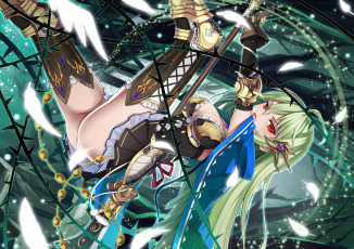 Картинка аниме оружие +техника +технологии копьё девушка арт ling si