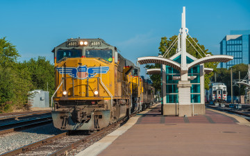 обоя техника, поезда, рельсы, локомотив, состав