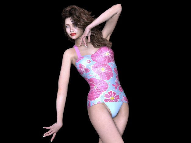 Обои картинки фото 3д графика, люди , people, девушка, взгляд, фон