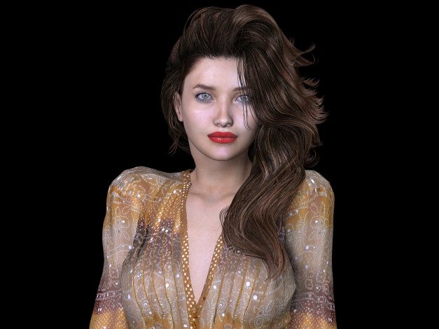 Обои картинки фото 3д графика, люди , people, взгляд, фон, девушка