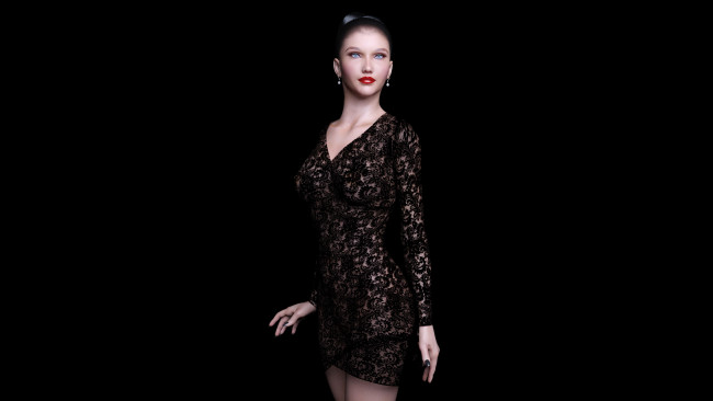 Обои картинки фото 3д графика, люди , people, взгляд, девушка, фон