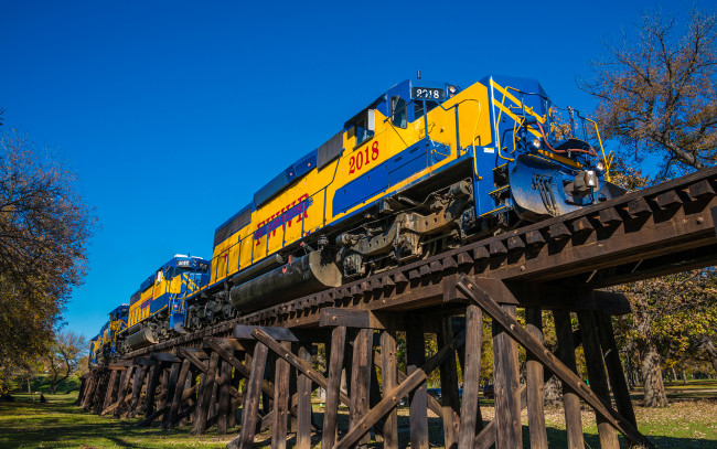 Обои картинки фото техника, поезда, рельсы, локомотив, состав