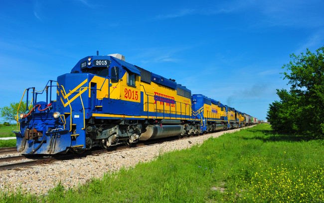 Обои картинки фото техника, поезда, рельсы, локомотив, состав