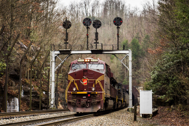 Обои картинки фото техника, поезда, рельсы, локомотив, состав
