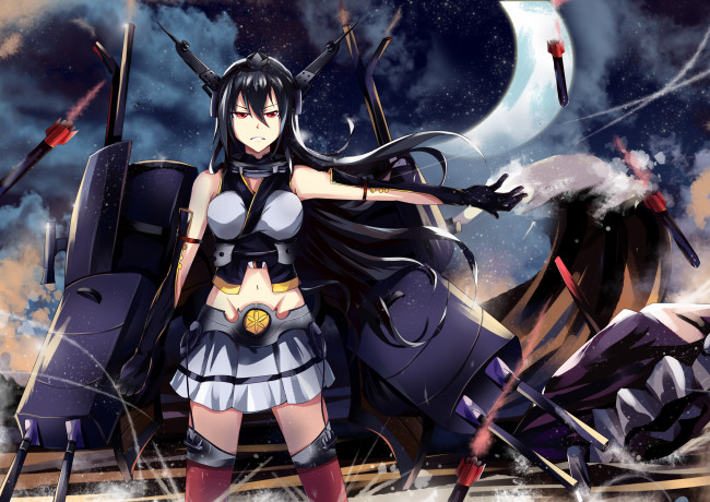 Обои картинки фото аниме, kantai collection, tagme, artist, kancolle, nagato, kantai, collection