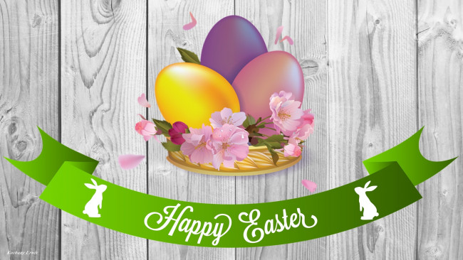 Обои картинки фото праздничные, пасха, яйца, цветы