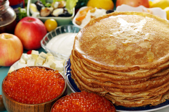 Картинка еда блины +оладьи сметана икра