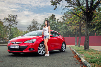 обоя автомобили, -авто с девушками, astra, liza