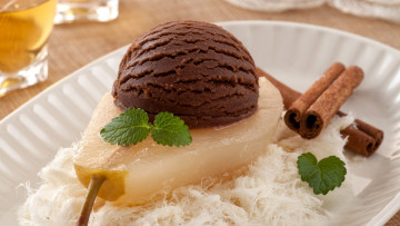 Картинка еда мороженое +десерты корица груша лакомство