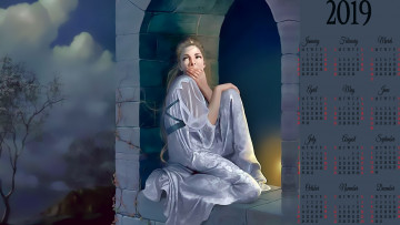 Картинка календари фэнтези окно девушка