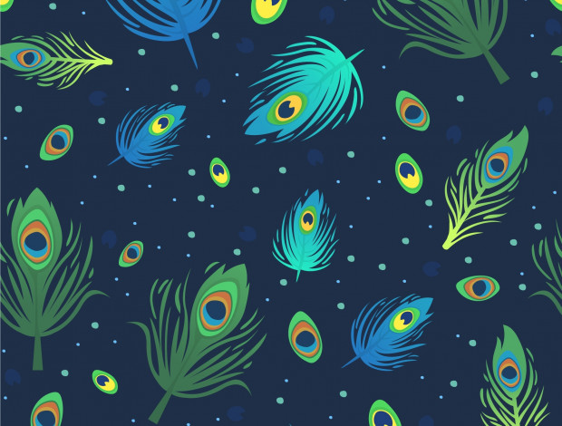Обои картинки фото векторная графика, другое , other, peacock, feather, pattern, узор, фон, синий