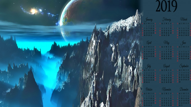 Обои картинки фото календари, фэнтези, камень, скала, планета