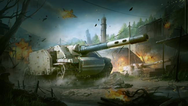 Обои картинки фото видео игры, battalion wars, танк, фон, ствол