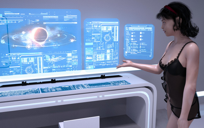 Обои картинки фото 3д графика, фантазия , fantasy, фон, взгляд, девушка