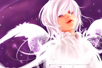 обоя календари, аниме, крылья, ангел, лицо, calendar, 2020