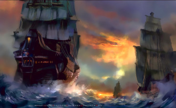 Картинка календари фэнтези парусник море корабль водоем вода calendar 2020