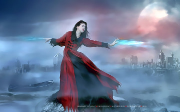 Картинка календари фэнтези девушка магия город calendar 2020