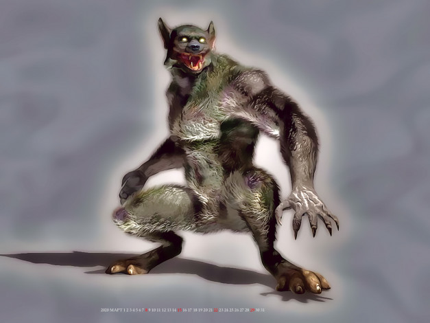 Обои картинки фото календари, фэнтези, оборотень, существо, чудовище, calendar, 2020