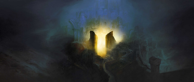 Обои картинки фото фэнтези, замки, город, свет