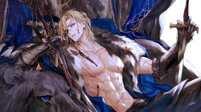 Обои картинки фото видео игры, fire emblem, парень, оружие, лев